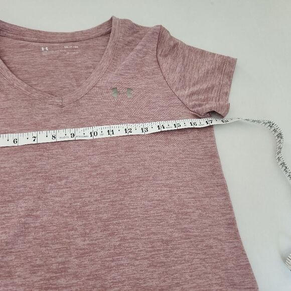 Under Armour TShirt Womens Size Small Heathered Pink VNeck ShortSleeveAthleisure - Picture 8 of 11